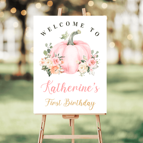 Editable Our Little Pumpkin Welcome Sign PB102