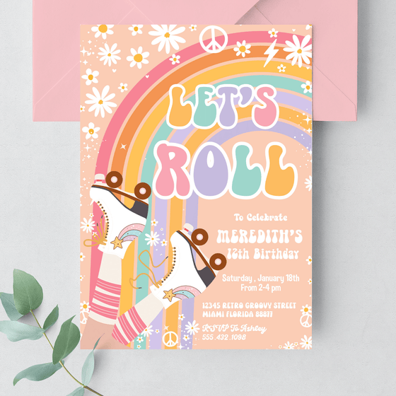 Editable Skate Party Invitation R106