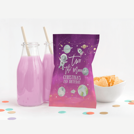 Editable Two The Moon Chip Bag Label TM02