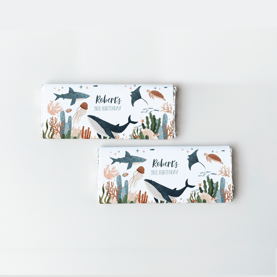 Editable Under The Sea Candy Bar Wrapper Chocolate US01