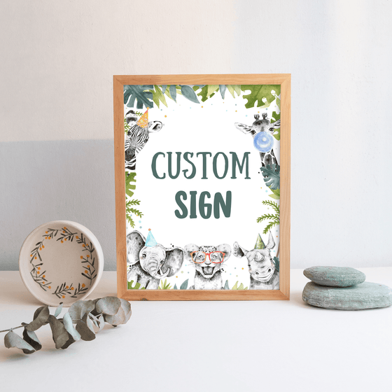 Editable Party Animals Birthday Custom Sign S105