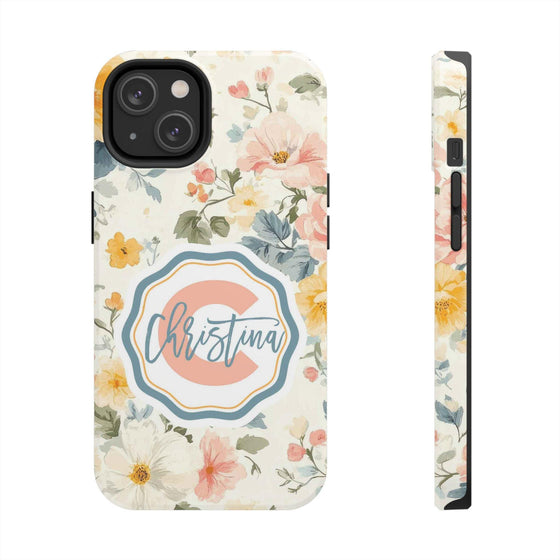 Personalized Floral Tough Phone Case - Customized with Name | Durable Protection - PC013