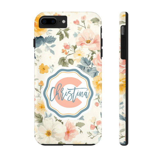 Personalized Floral Tough Phone Case - Customized with Name | Durable Protection - PC013