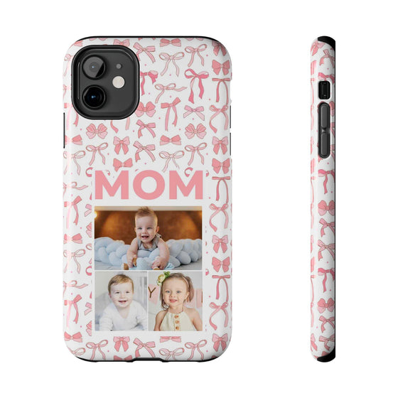 Personalized Mom Photo Collage Phone Case - Bow Design -PC015