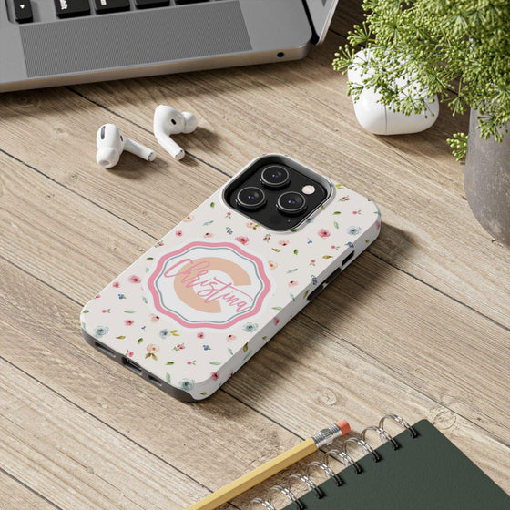 Personalized Floral Tough Phone Case - Custom Name Design - PC030