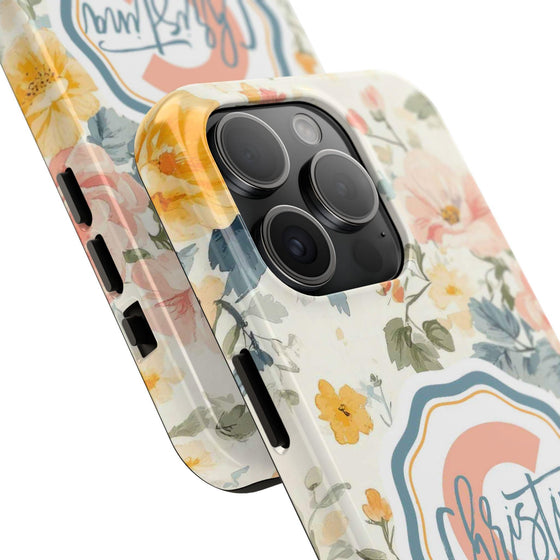 Personalized Floral Tough Phone Case - Customized with Name | Durable Protection - PC013