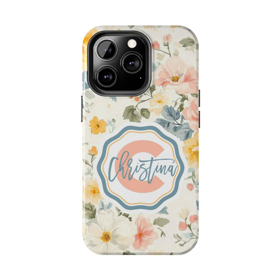Personalized Floral Tough Phone Case - Customized with Name | Durable Protection - PC013