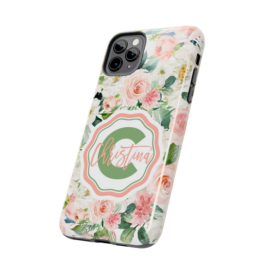 Personalized Floral Phone Case - Custom Tough Case with Name - PC025