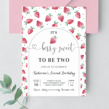  Editable Berry Sweet 2nd Birthday Invitation BF25