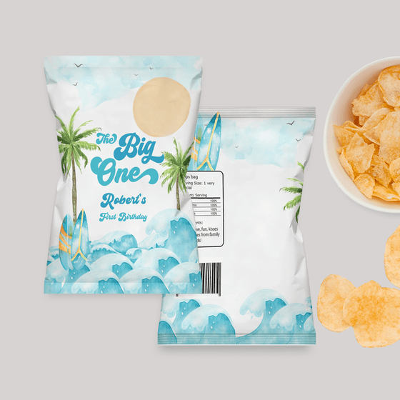 Editable The Big One Birthday Chip Bag BO1