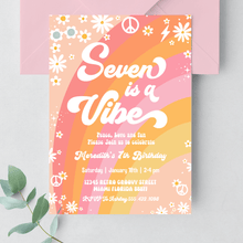  Editable Seven Is A Vibe Birthday Invitation G407
