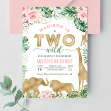  Editable Two Wild Birthday Invitation JG02