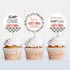 Editable Fast One Birthday Cupcake Toppers R303