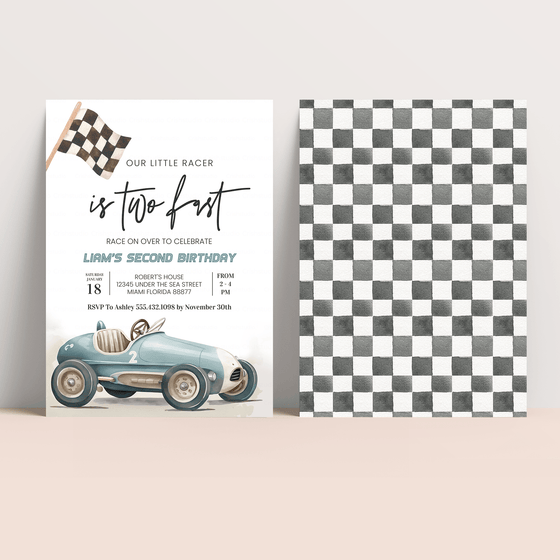 Editable TWO Fast Birthday Invitation R401