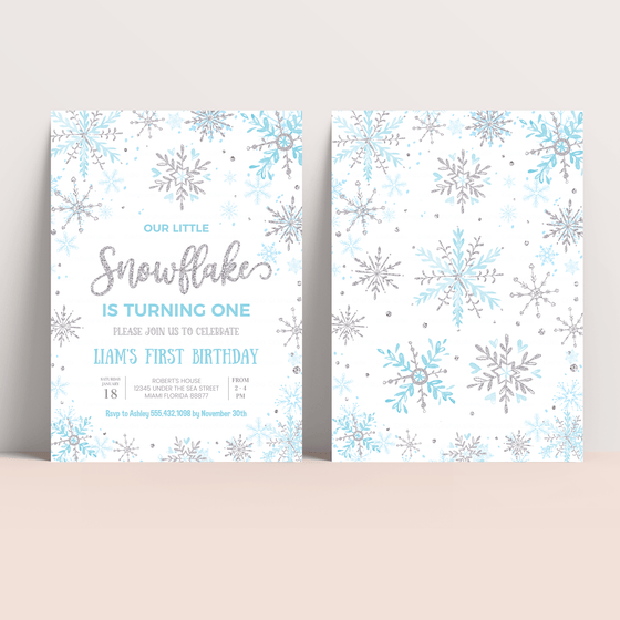 Editable Winter Onederland Birthday Invitation SN01
