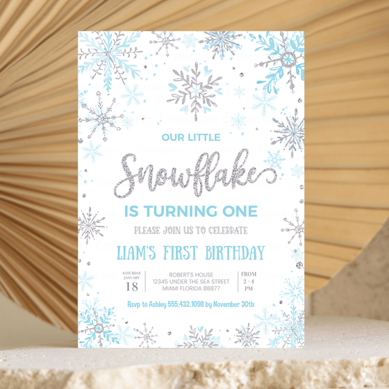 Editable Winter Onederland Birthday Invitation SN01