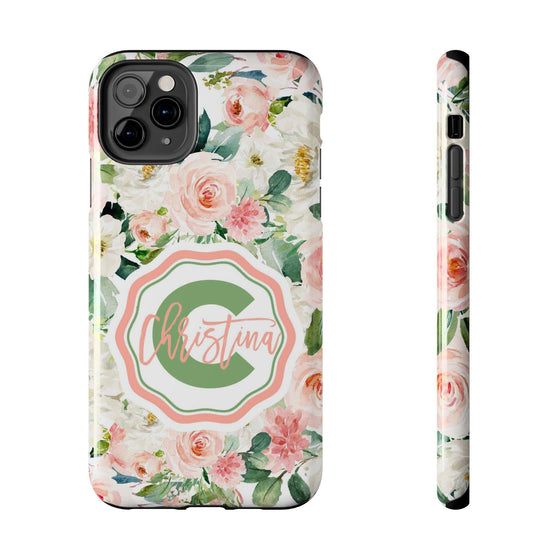 Personalized Floral Phone Case - Custom Tough Case with Name - PC025