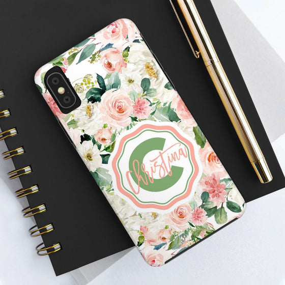 Personalized Floral Phone Case - Custom Tough Case with Name - PC025