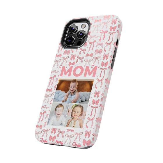 Personalized Mom Photo Collage Phone Case - Bow Design -PC015