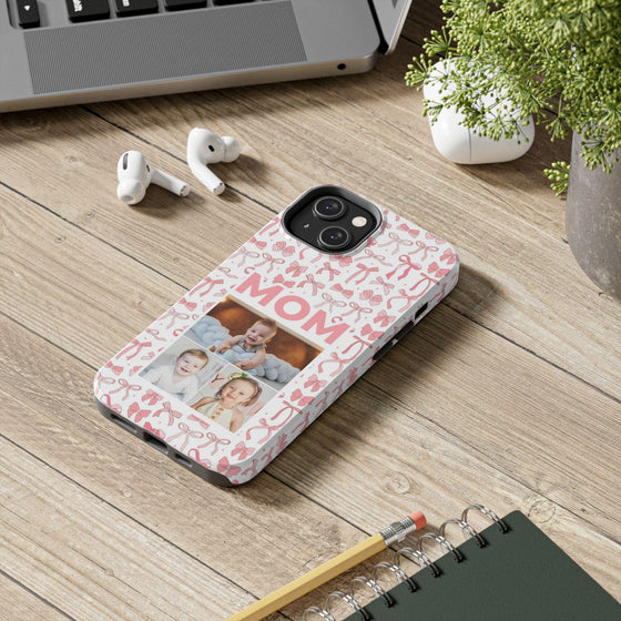Personalized Mom Photo Collage Phone Case - Bow Design -PC015