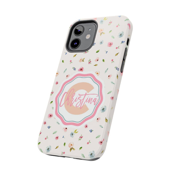 Personalized Floral Tough Phone Case - Custom Name Design - PC030