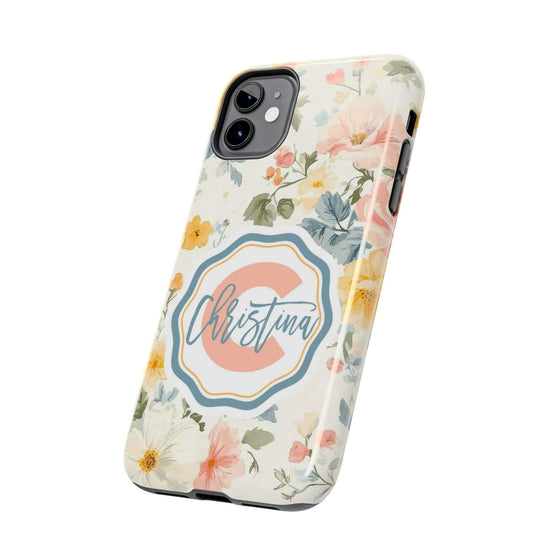 Personalized Floral Tough Phone Case - Customized with Name | Durable Protection - PC013