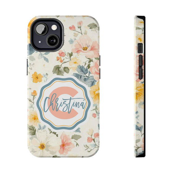 Personalized Floral Tough Phone Case - Customized with Name | Durable Protection - PC013