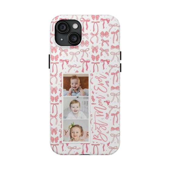 Custom Tough Phone Case - Best Mom Ever with Pink Bows - PC016