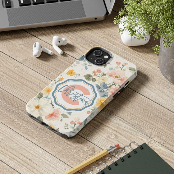 Personalized Floral Tough Phone Case - Customized with Name | Durable Protection - PC013
