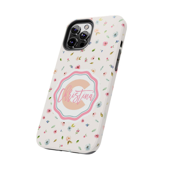 Personalized Floral Tough Phone Case - Custom Name Design - PC030