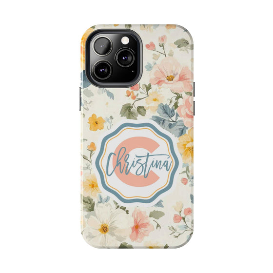Personalized Floral Tough Phone Case - Customized with Name | Durable Protection - PC013