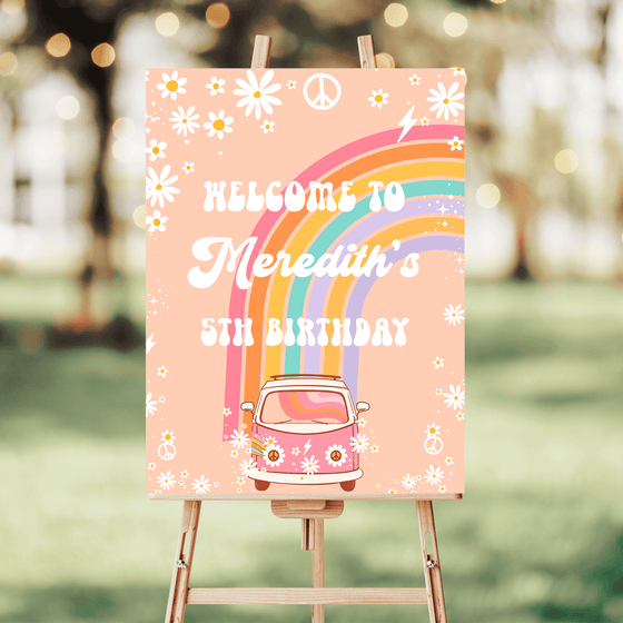 EDITABLE Five Is A Vibe Birthday Welcome Sign G205