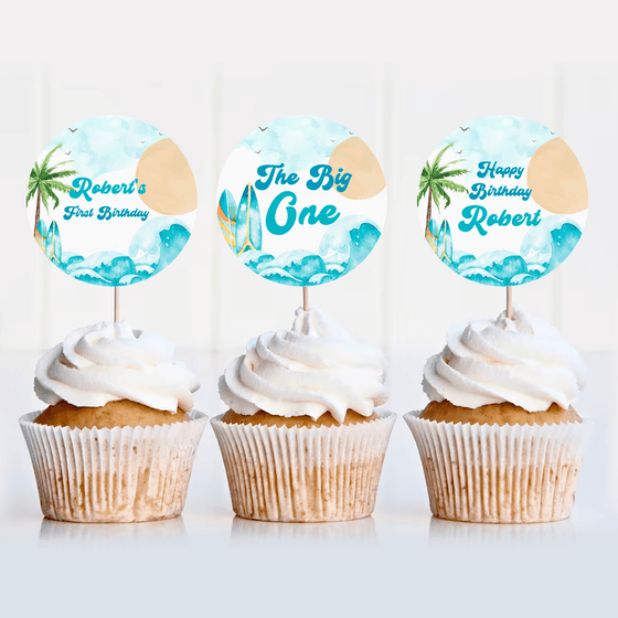Editable The Big One Birthday Cupcake Toppers BO1