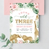 Editable Young Wild And Three Birthday Invitation JG03