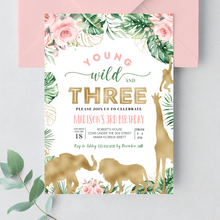  Editable Young Wild And Three Birthday Invitation JG03