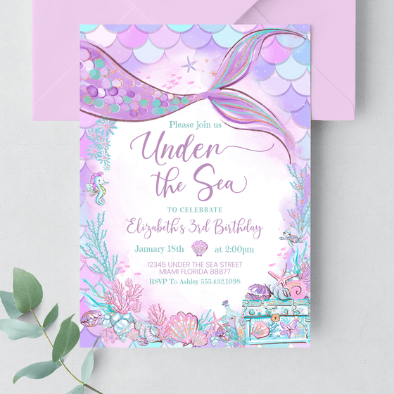 Editable Under the Sea Birthday Invitation M304