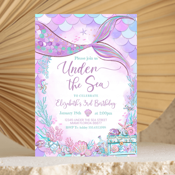 Editable Mermaid Birthday Package M304