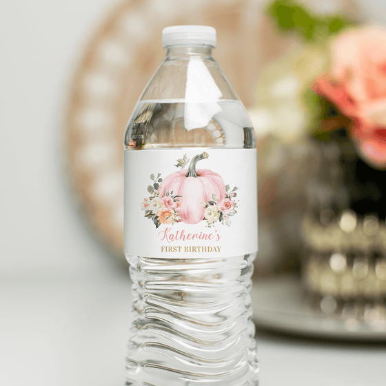 Editable Our Little Pumpkin Water Bottle Labels PB102