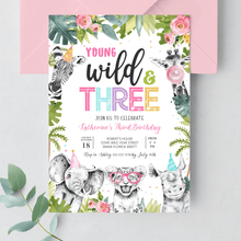  Editable Young Wild And Three Birthday Invitation S203