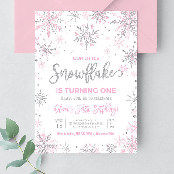 Editable Winter Onederland Birthday Invitation SN02