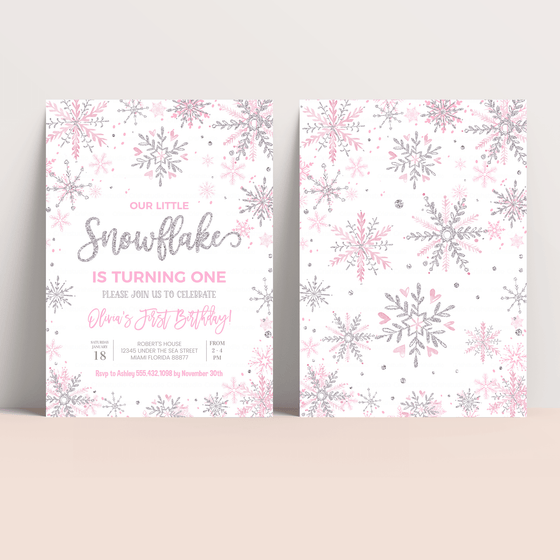 Editable Winter Onederland Birthday Invitation SN02