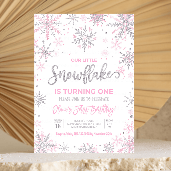 Editable Winter Onederland Birthday Invitation SN02