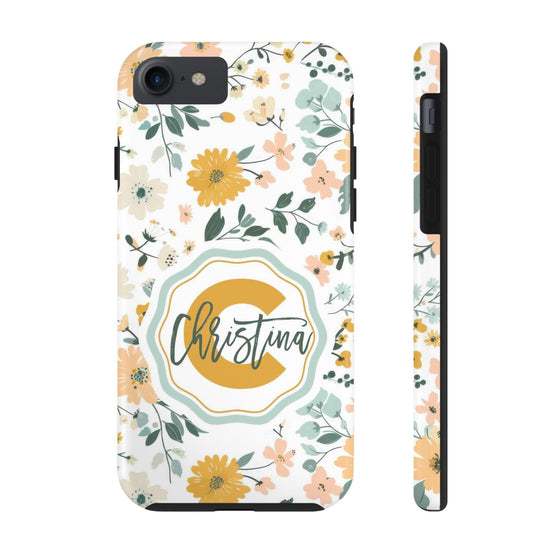 Personalized Floral Tough Phone Case - Custom Name Design - PC007