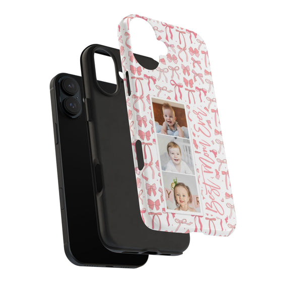 Custom Tough Phone Case - Best Mom Ever with Pink Bows - PC016