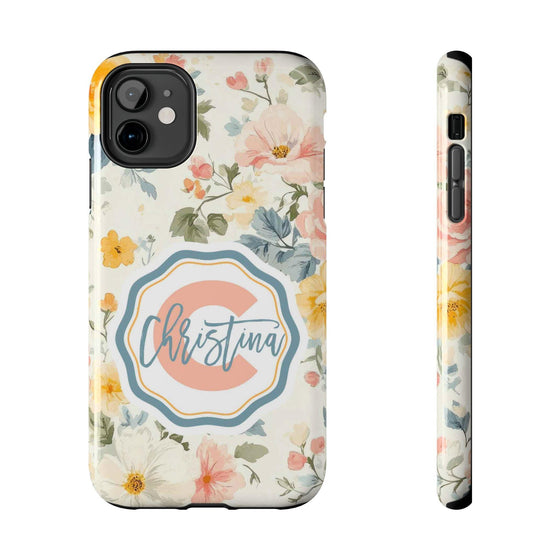 Personalized Floral Tough Phone Case - Customized with Name | Durable Protection - PC013