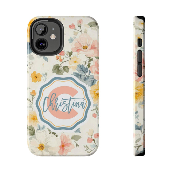 Personalized Floral Tough Phone Case - Customized with Name | Durable Protection - PC013