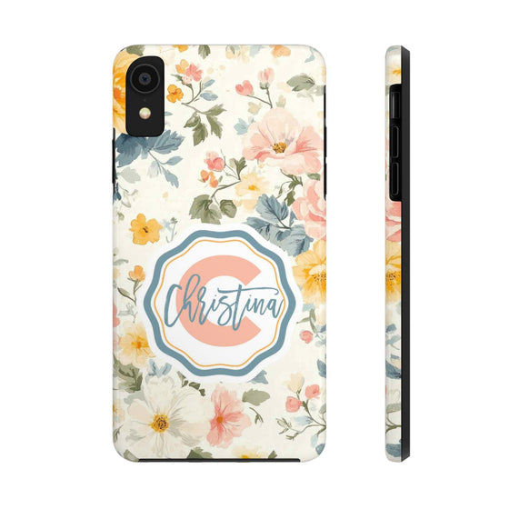 Personalized Floral Tough Phone Case - Customized with Name | Durable Protection - PC013