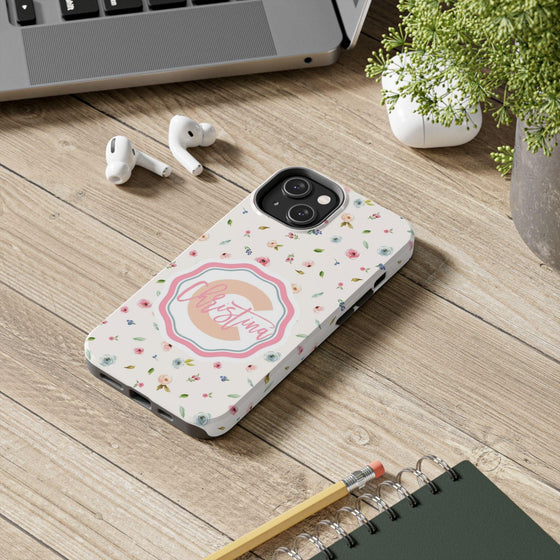 Personalized Floral Tough Phone Case - Custom Name Design - PC030