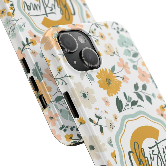 Personalized Floral Tough Phone Case - Custom Name Design - PC007