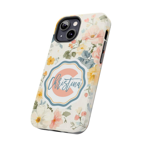 Personalized Floral Tough Phone Case - Customized with Name | Durable Protection - PC013